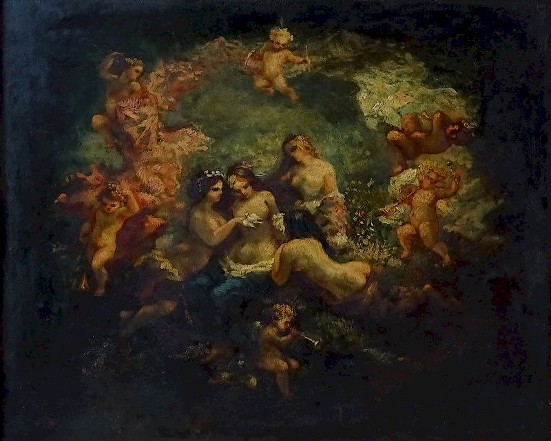 Appraisal: Narcisse V Diaz de la Pe a Oil Painting Panel