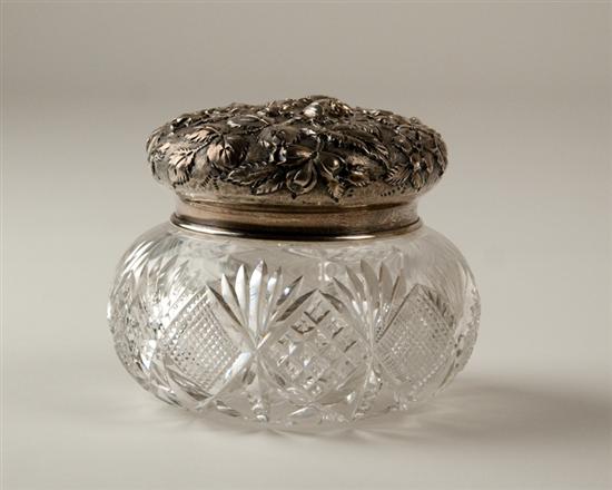 Appraisal: A Kirk Sterling and Cut Glass Dresser Jar the top