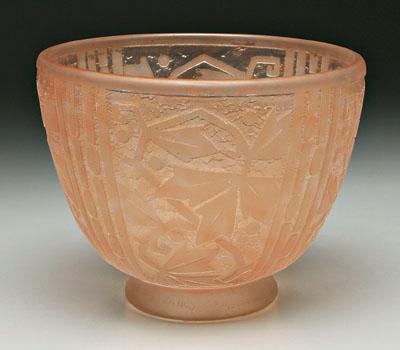 Appraisal: Daum vase panels of geometric leaves and berries peach colored