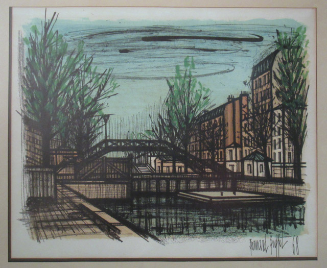 Appraisal: BERNARD BUFFET COLOR LITHOGRAPH France - Paris street and canal