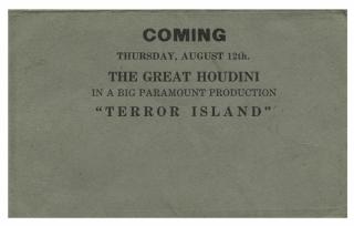 Appraisal: Houdini Harry Ehrich Weiss Terror Island Theater Playbill Chicago Houdini