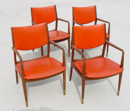 Appraisal: SET OF STOW DAVIS MID CENTURY TEAK CHAIRS Teak with