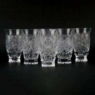 Appraisal: Six Vintage Cut Glass Water Glasses Unsigned One with small