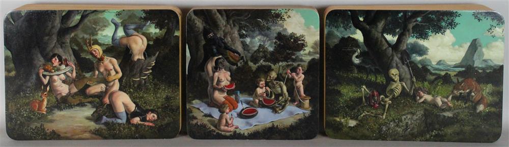 Appraisal: ERIK THOR SANDBERG AMERICAN - TRYPTYCH ONCE IN FUTURE Oil