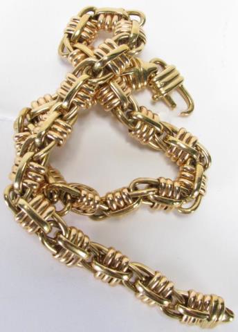 Appraisal: Heavy K gold necklace featuring woven link design dwt with