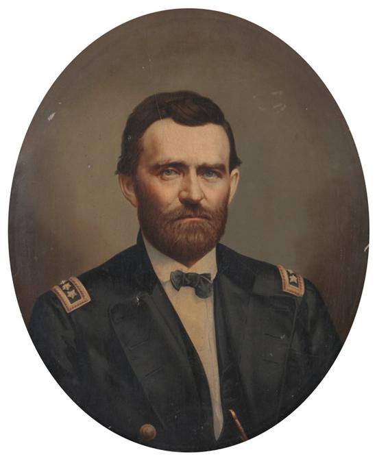 Appraisal: PORTRAIT OF GENERAL U S GRANT Oval portrait chromolithograph with