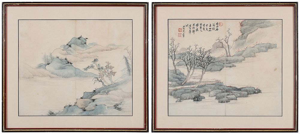 Appraisal: Two Japanese School Paintings th th century two landscape scenes