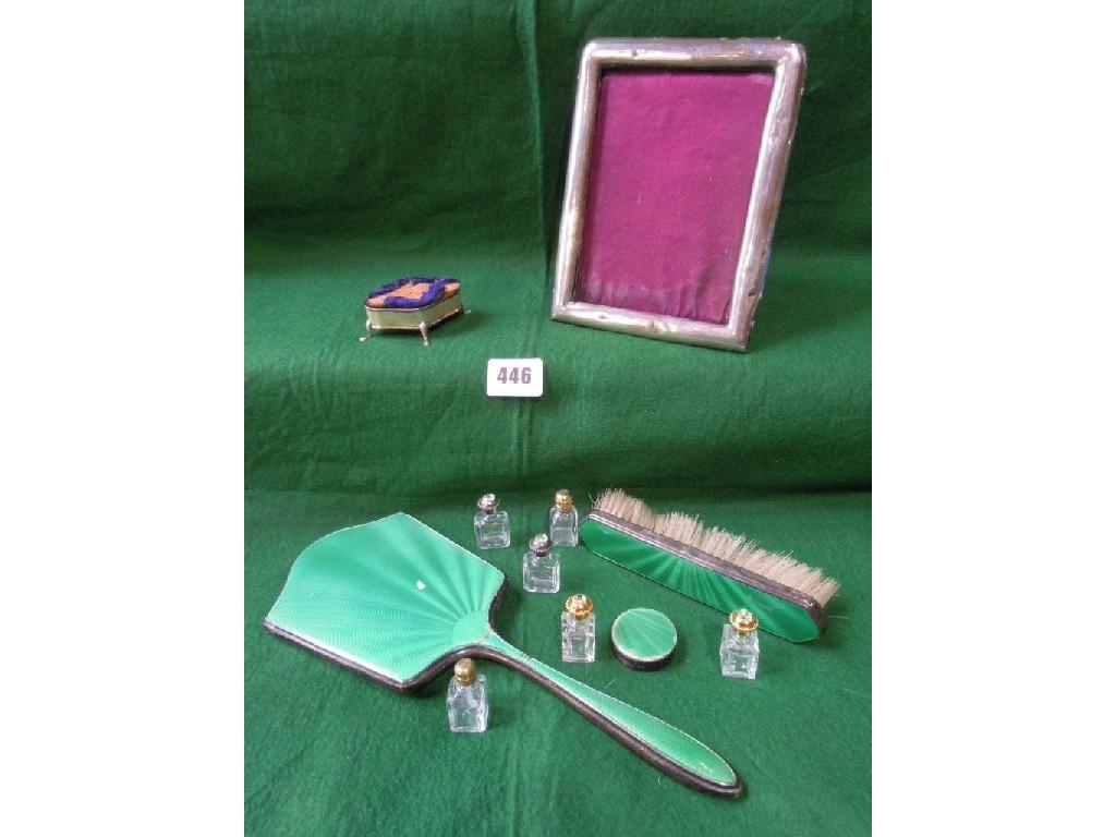 Appraisal: A mixed variety of silver dressing table items comprising a