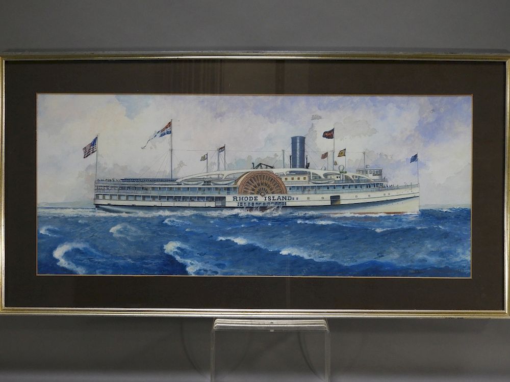 Appraisal: Wallace Randall Painting of Steamship Rhode Island Wallace Randall Rhode