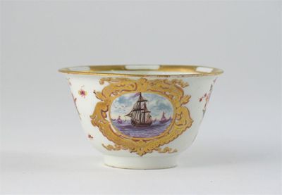 Appraisal: A rare Meissen teabowl painted with two panels of ships