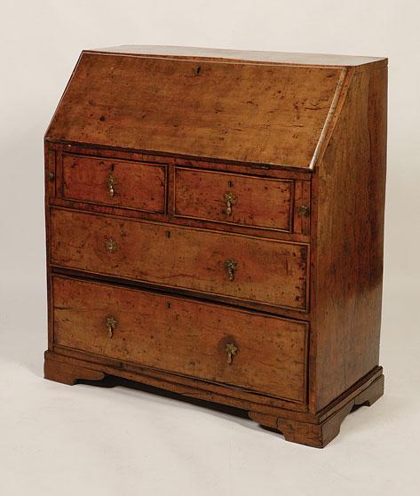 Appraisal: A GEORGE III BURR-WOOD ESTATE MADE BUREAU the sloping fall