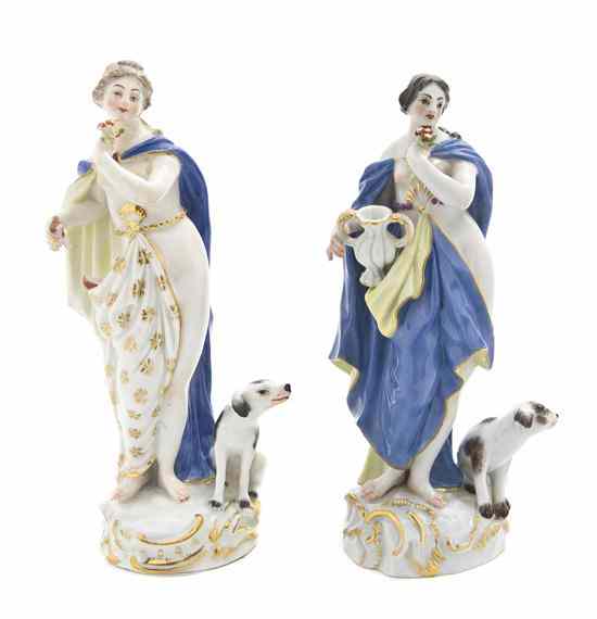 Appraisal: Two Meissen Porcelain Figures each depicting a classical maiden with