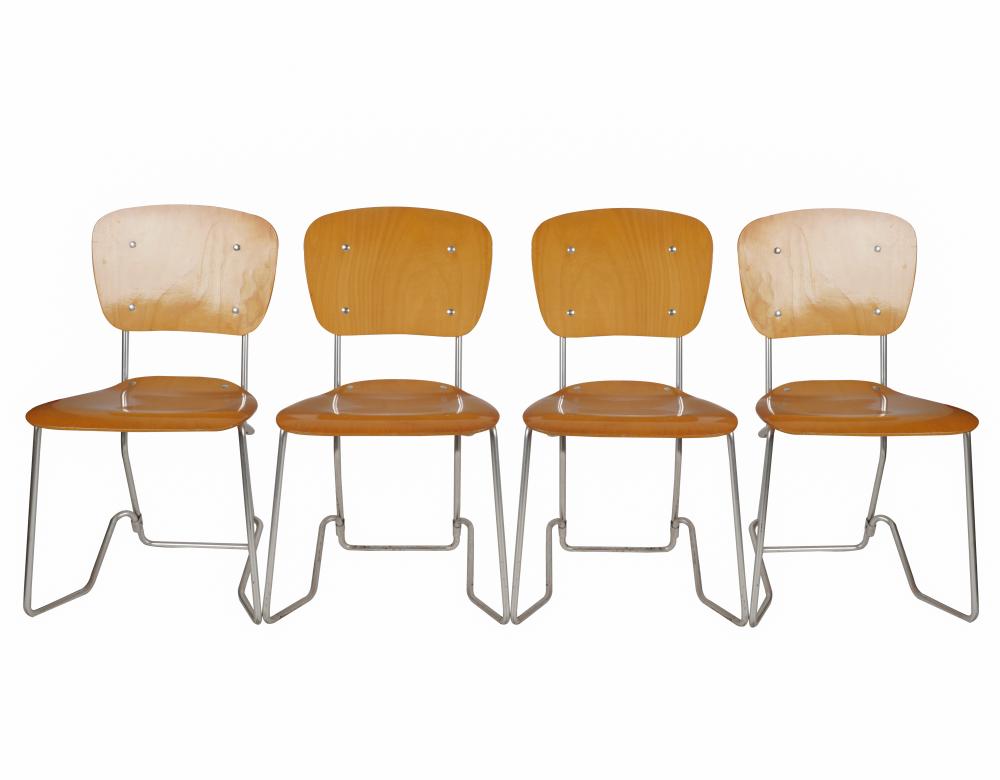 Appraisal: ARMIN WIRTH FOUR 'ALUFLEX' FOLDING CHAIRSaluminum and plywood unsigned each