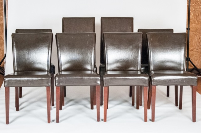 Appraisal: Eight Contemporary Leather Chairs H x W x L