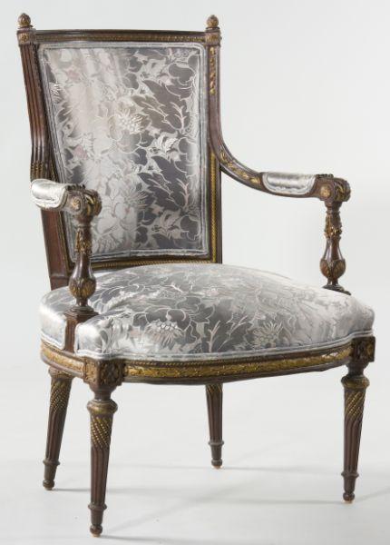 Appraisal: Louis XVI Open Arm Chair late th century mahogany frame