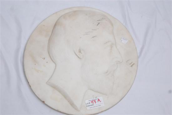 Appraisal: PLACQUE A mid th C carved white marble circular profile