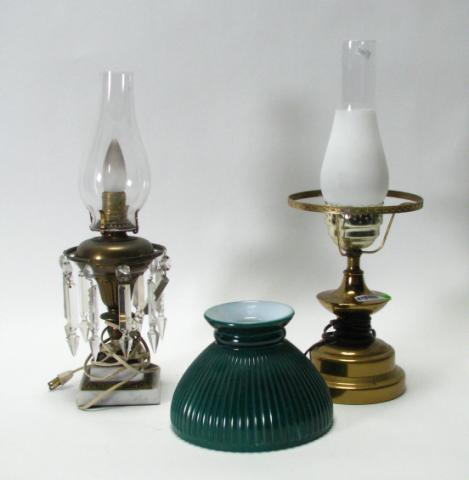 Appraisal: Grouping of lighting accessories including vintage marble base lamp with