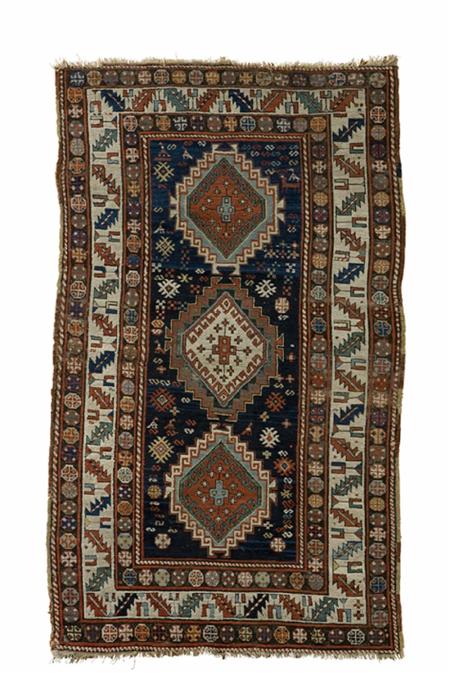 Appraisal: A Kazak rug late th century the indigo field with