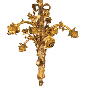 Appraisal: A Louis XVI Style Bouquet-Form Gilt Painted Six-Light Chandelier TH