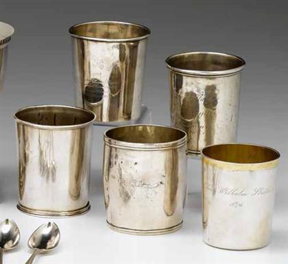 Appraisal: Five assorted American and Continental silver cups john mcmullin c