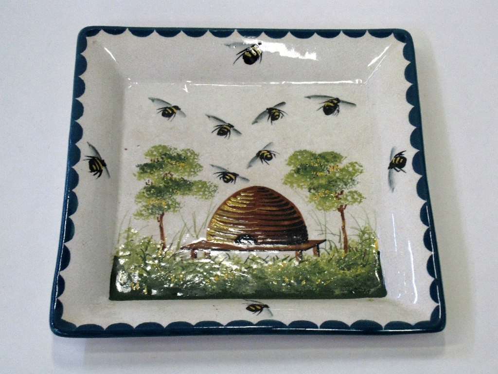 Appraisal: Wemyss square dish decorated with bees and a hive impressed