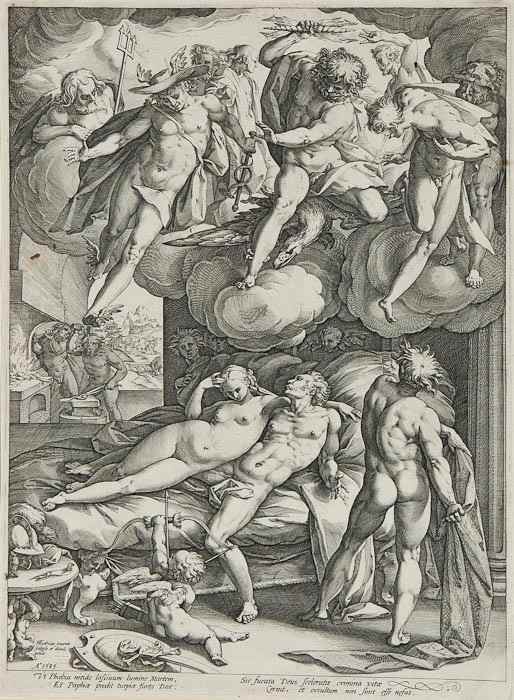 Appraisal: Hendrik Goltzius - Venus and Mars surprised by Vulcan engraving