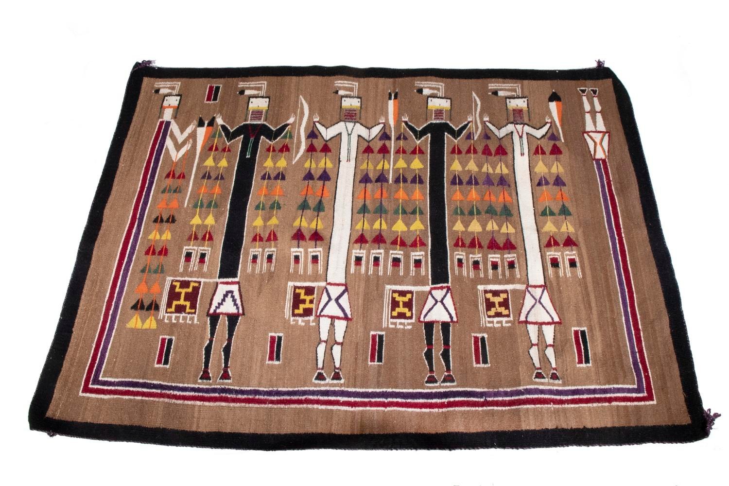 Appraisal: NAVAJO YEI-BI-CHEI RUG Six Figure Dance Rug with polychrome figures