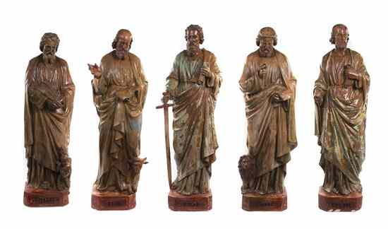 Appraisal: A Set of Five Ecclesiastical Terracotta Figures each one depicting