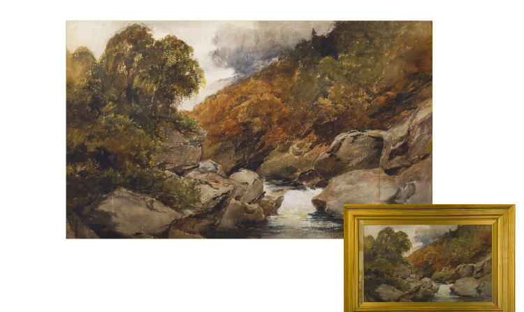 Appraisal: John Finnie Mountain River Landscape Probably the Lake District Watercolour