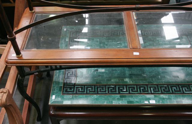 Appraisal: A mid th Century glass and teak hall table