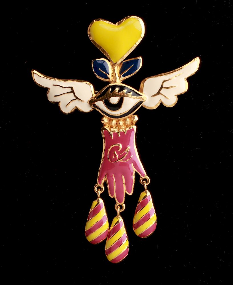 Appraisal: Christian Lacroix Winged Eye Enamel Pendant Christian Lacroix Winged Eye