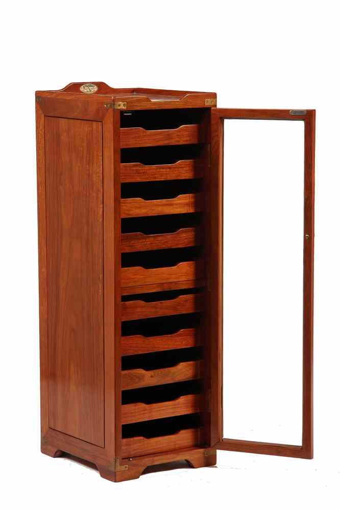 Appraisal: MAHOGANY YACHT DOCUMENT CABINET - Contemporary Mahogany Glass Front Yacht