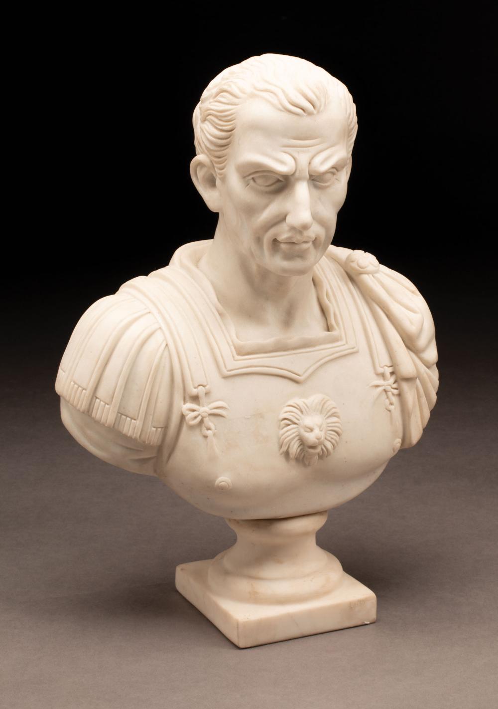 Appraisal: Carved White Marble Bust of a Cuirassed Man after an