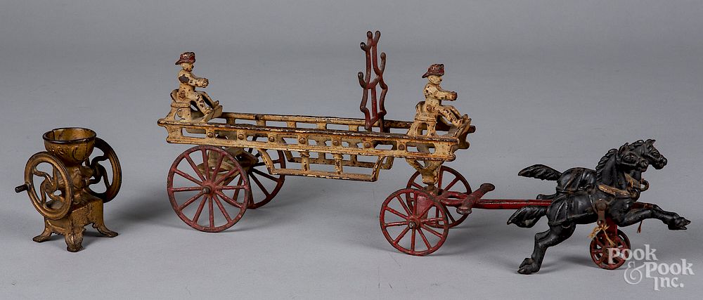 Appraisal: Dent cast iron horse drawn fire wagon Dent cast iron