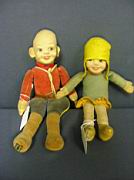 Appraisal: PAIR OF NORAH WELLINGS CHARACTERS Cloth sculptures painted features each