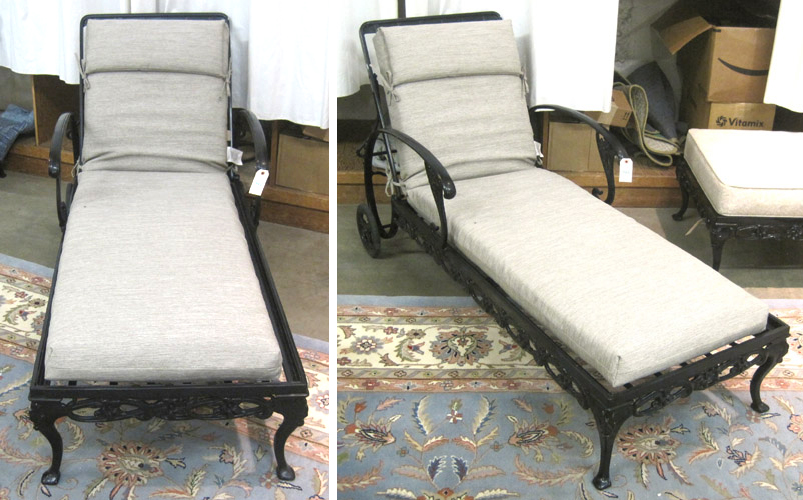 Appraisal: BROWN JORDAN PAIR OF PATIO ADJUSTABLE CHAISES WITH WHEELS Day