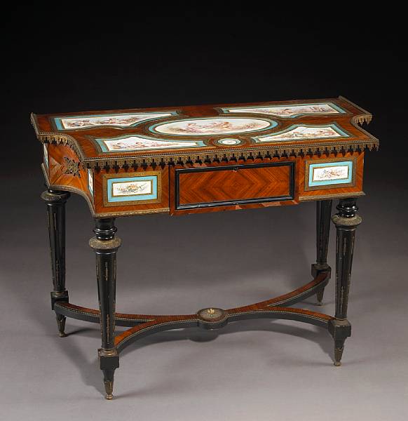 Appraisal: A Louis XVI style gilt bronze and porcelian mounted console