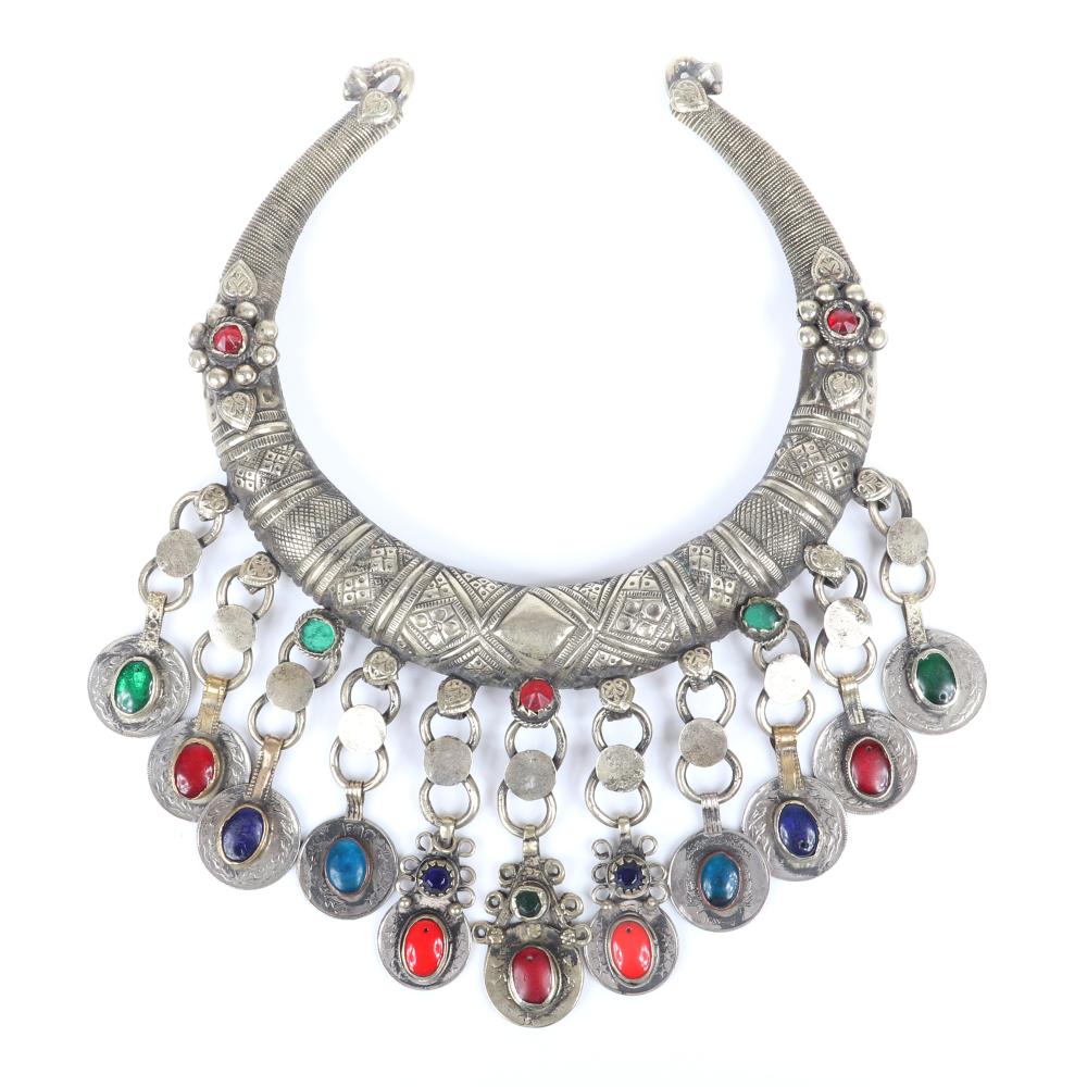 Appraisal: VINTAGE OLD SILVER CHUNKY MIDDLE EASTERN TRIBAL TORC COLLAR NECKLACE