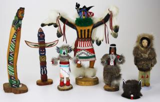 Appraisal: Hopi Kachinas Northwest Coast carvings Inuit doll- pcs ht -