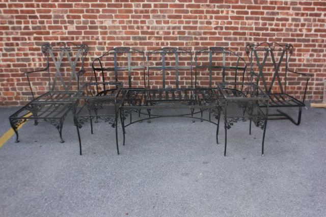 Appraisal: Large Lot of Vintage Iron Furniture Possibly Saltirini From a