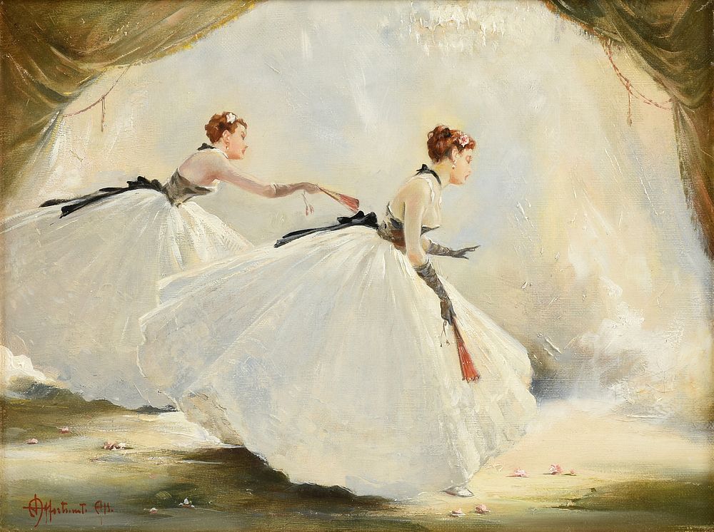 Appraisal: ALDO AFFORTUNATI Italian - A PAINTING Two Ballerinas with Fans