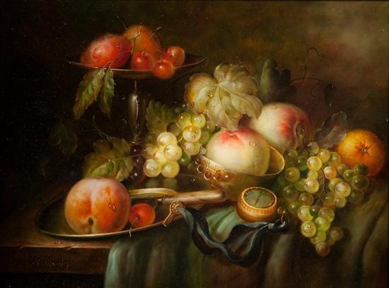 Appraisal: Francois th century Still Life with Fruit and Objects oil