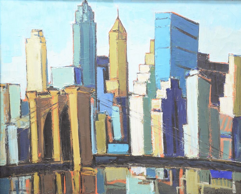 Appraisal: Jean-Claude Quilici French b Brooklyn Bridge New York acrylic on