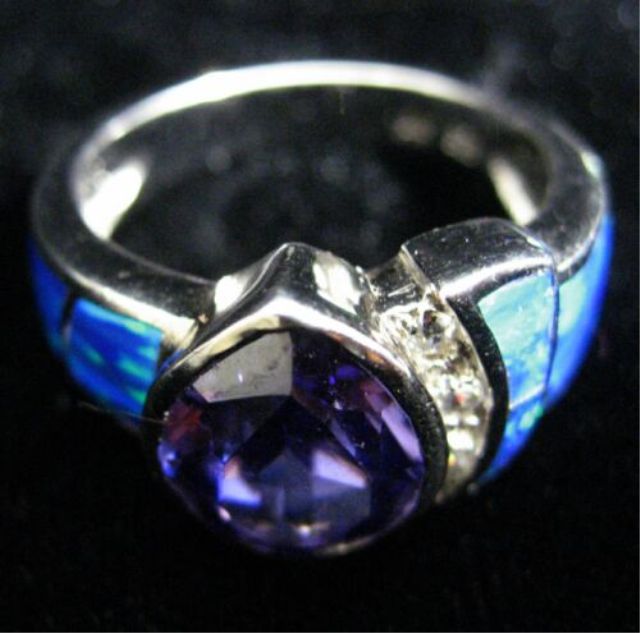 Appraisal: AMETHYST CRYSTAL OPAL STERLING SILVER RING