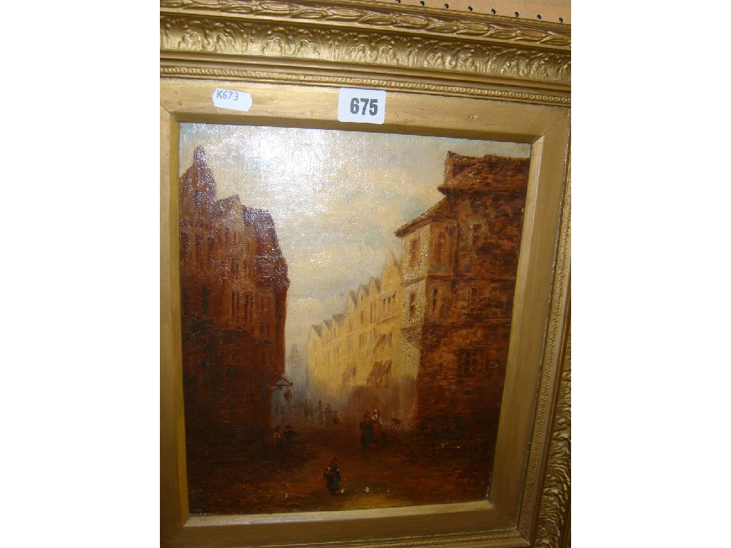 Appraisal: A mid th century oil on canvas continental school showing