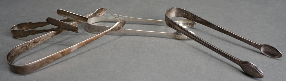 Appraisal: FOUR ASSORTED ENGLISH AND AMERICAN SILVER TONGS THREE SUGAR AND