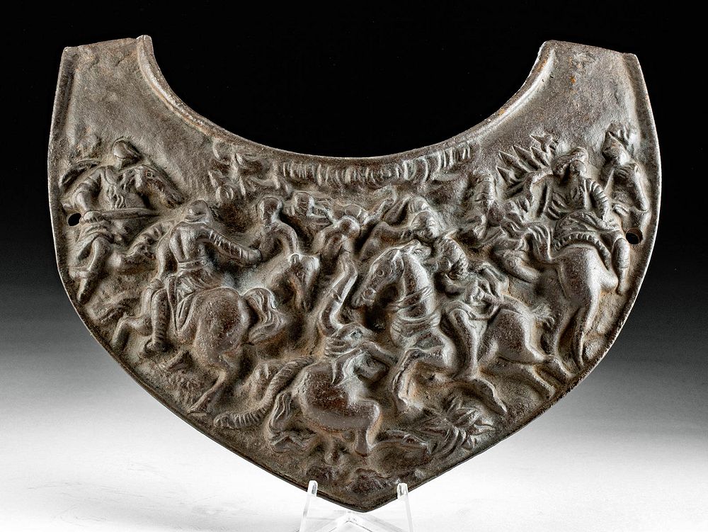 Appraisal: th C European Iron Gorget w Battle Scene Western Europe