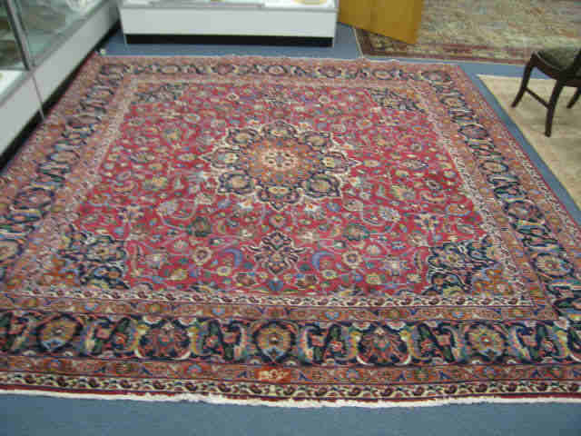 Appraisal: Mashad Persian Handmade Room Size Rug elaborate floral on rich