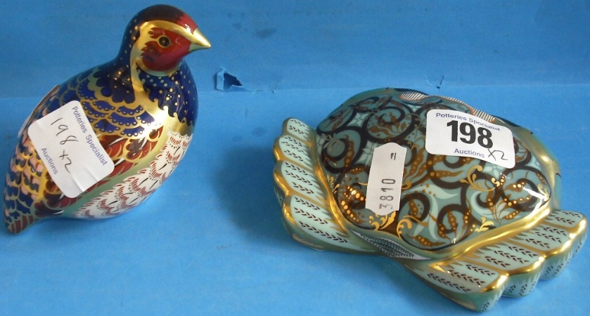 Appraisal: Royal Crown Derby Paperweights Cromer Crab and Partridge both boxed