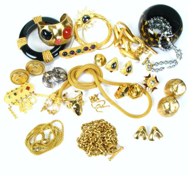 Appraisal: Large group of circa 's 's vintage gold-tone costume jewelry